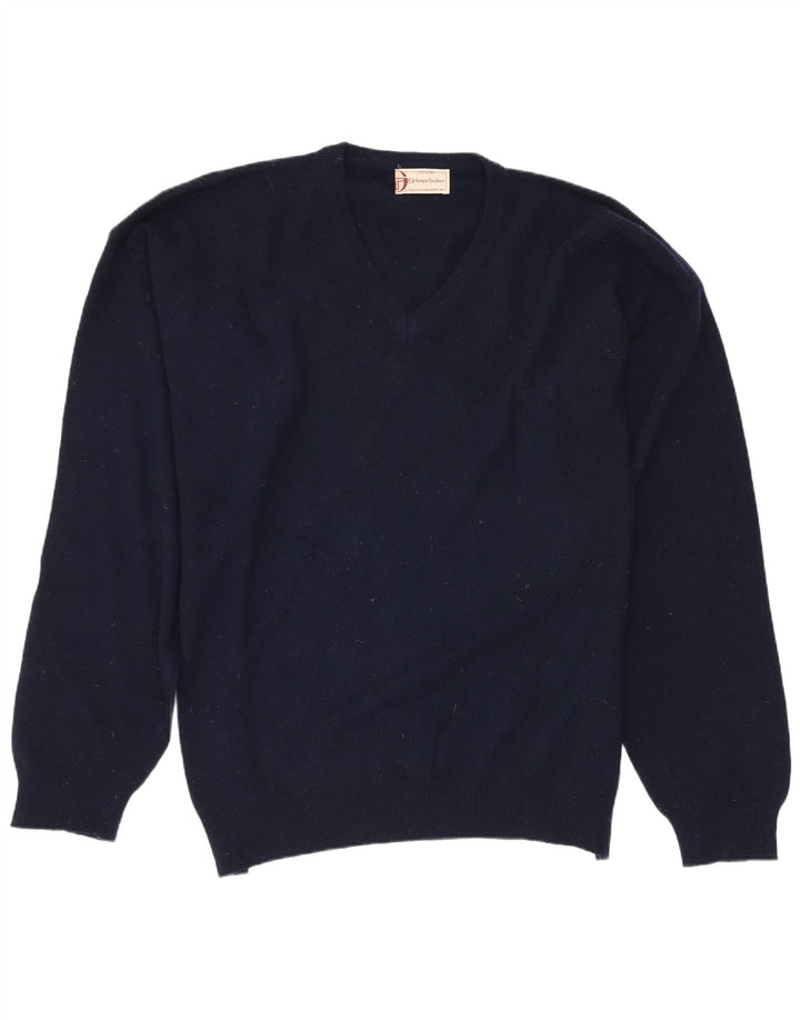 Sergio Tacchini Mens V-Neck Jumper Sweater 2XL Navy Blue Wool