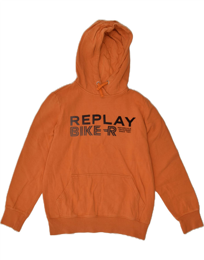 REPLAY Boys Graphic Hoodie Jumper 13-14 Years Orange Cotton | Vintage Replay | Thrift | Second-Hand Replay | Used Clothing | Messina Hembry 