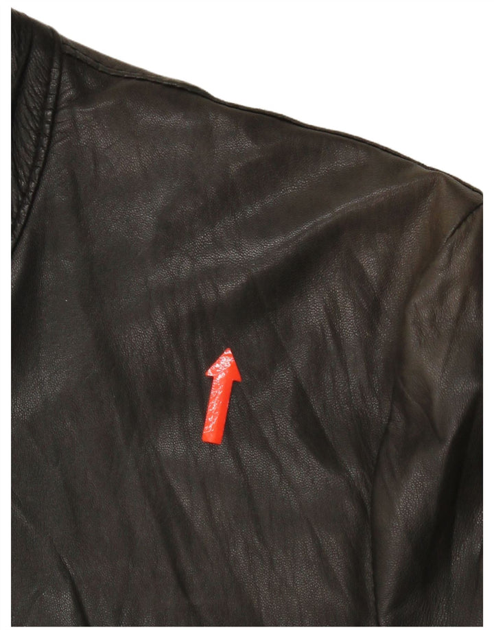 Mens Leather Jacket IT 48 Medium Black Leather