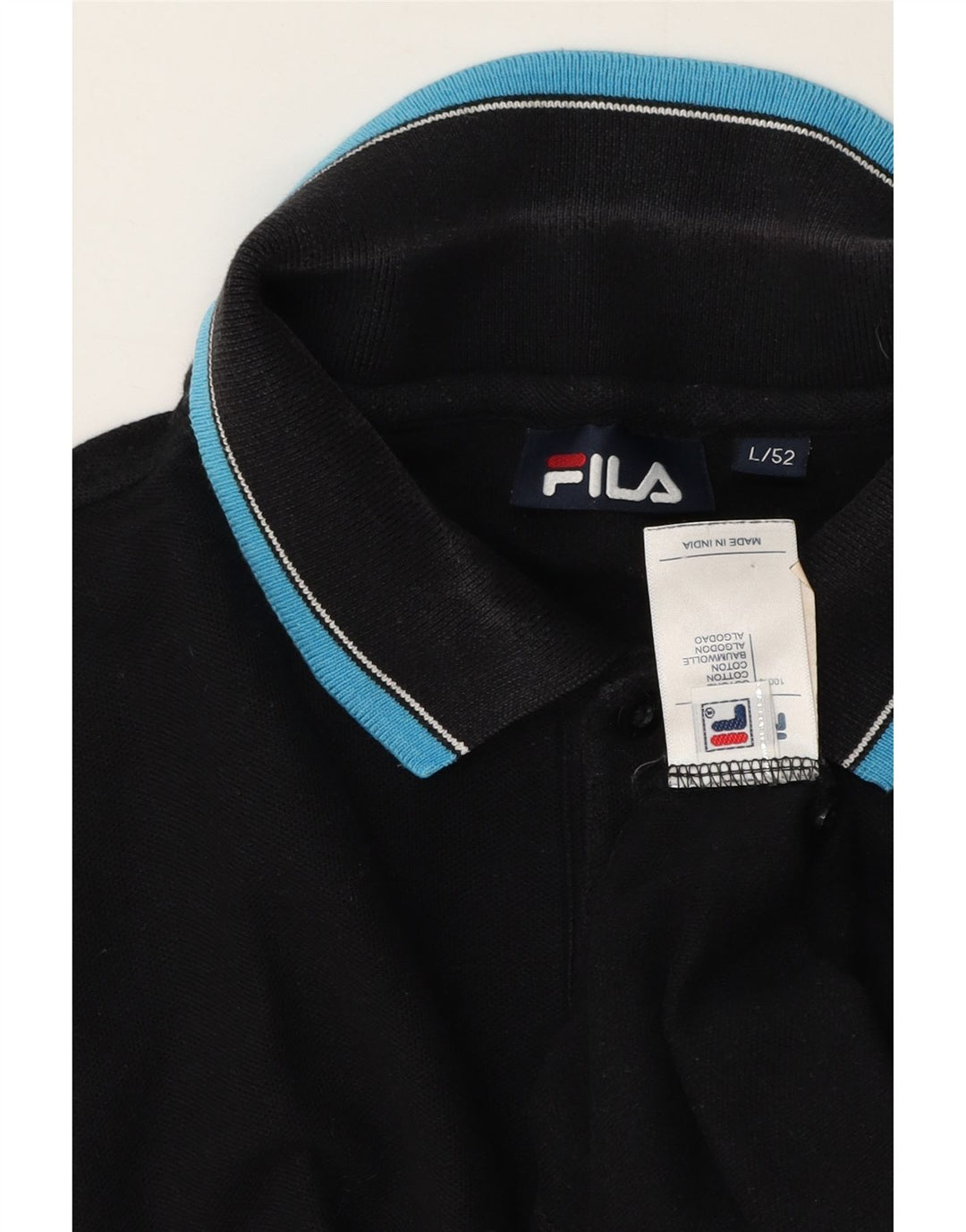 Fila Mens Polo Shirt IT 52 Large Black Cotton