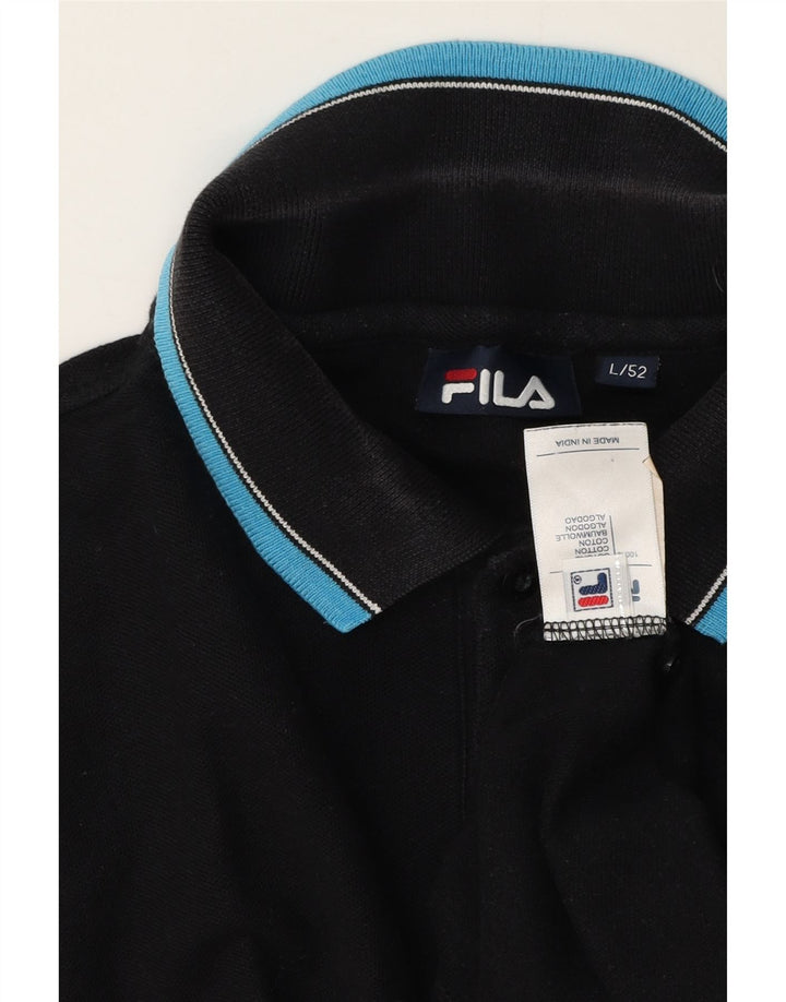 Fila Mens Polo Shirt IT 52 Large Black Cotton