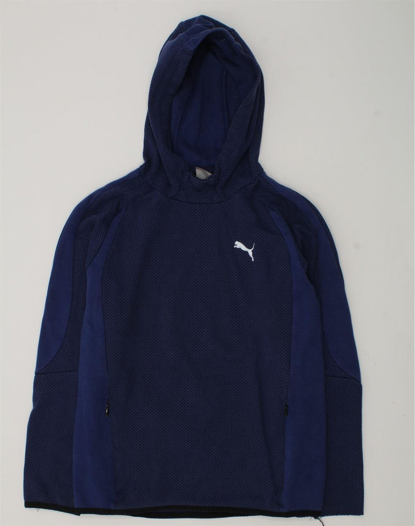 PUMA Boys Hoodie Jumper 11-12 Years Navy Blue Cotton | Vintage Puma | Thrift | Second-Hand Puma | Used Clothing | Messina Hembry 