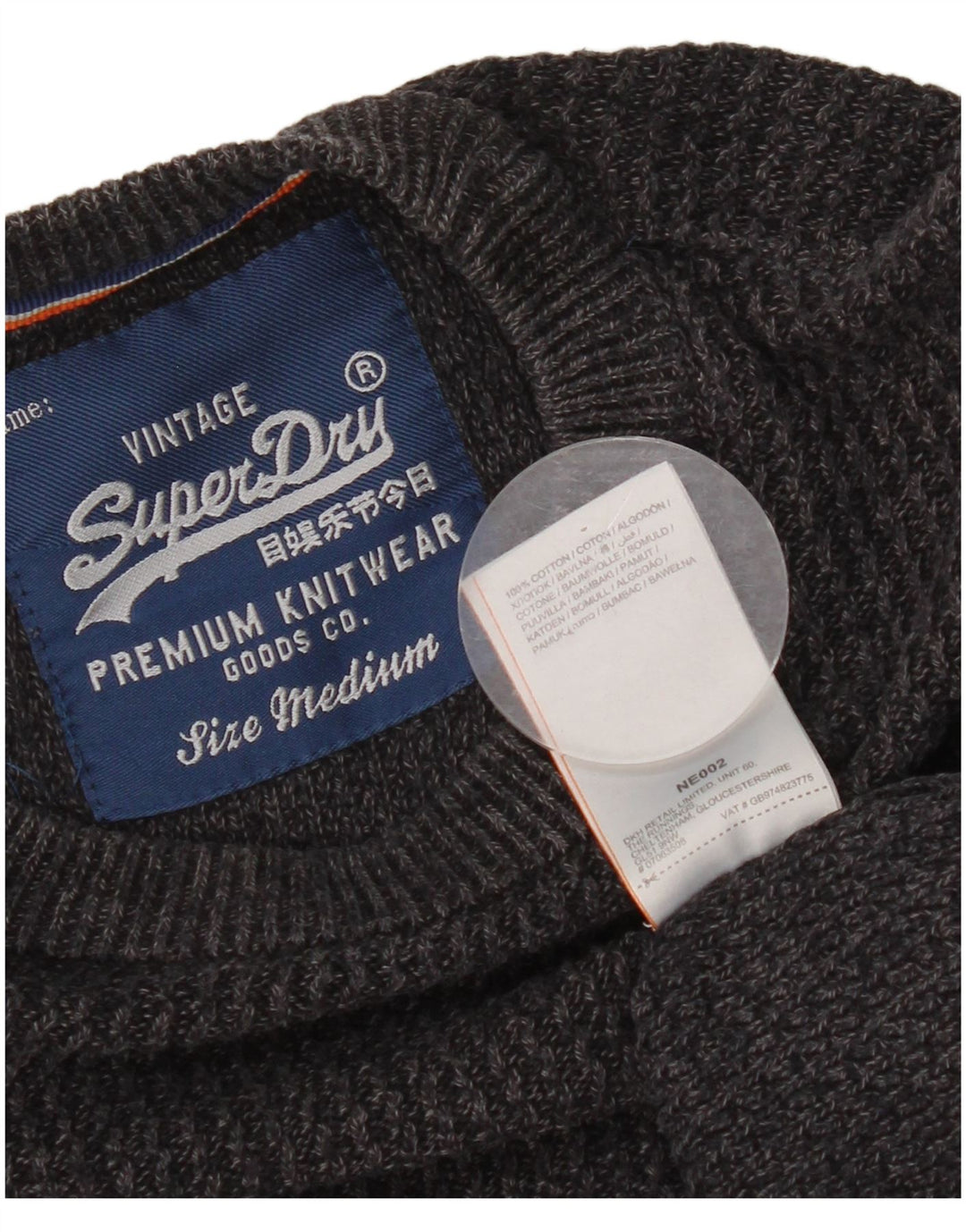 Superdry Mens Crew Neck Jumper Sweater Medium Grey Cotton