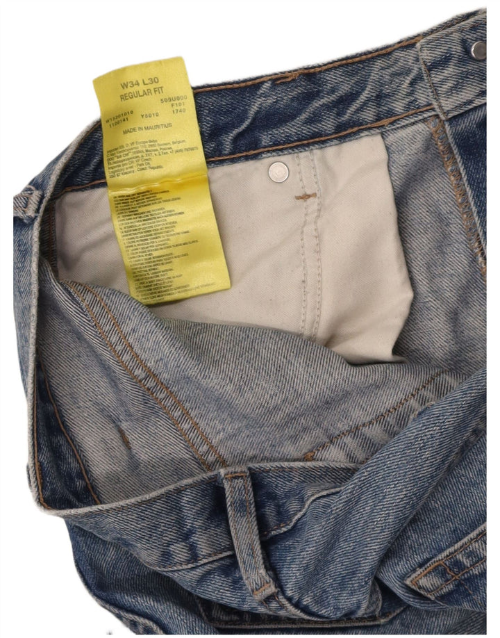 WRANGLER Mens Straight Jeans W34 L30 Blue Cotton