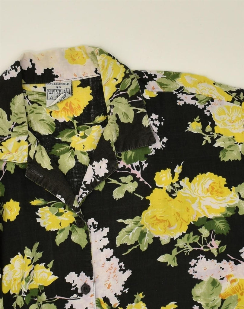 VINTAGE Womens Shirt Blouse EU 44 XL Black Floral Cotton | Vintage Vintage | Thrift | Second-Hand Vintage | Used Clothing | Messina Hembry 