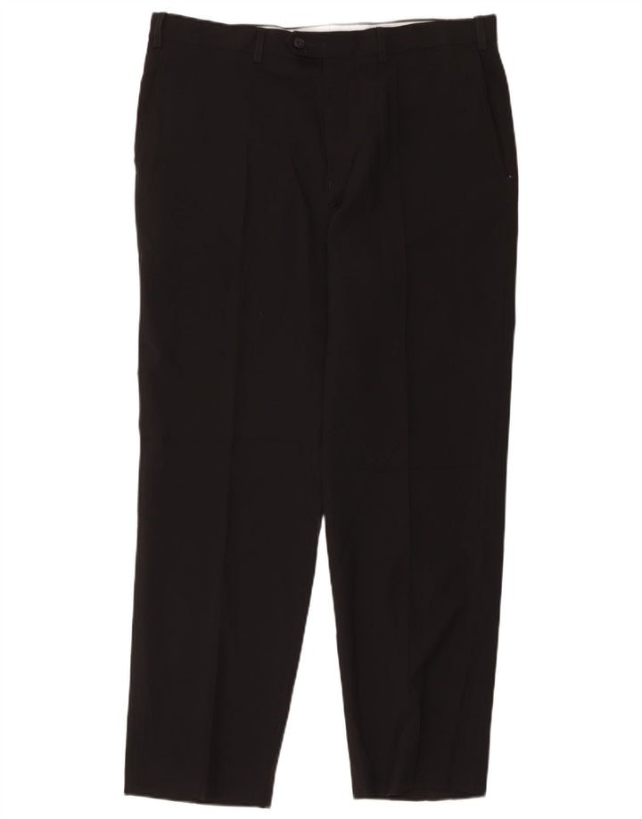 Marks & Spencer Mens Straight Suit Trousers W36 L31 Black Polyester