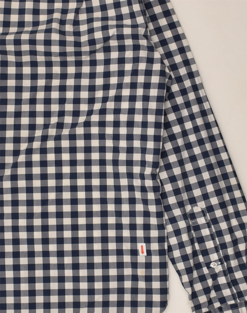 J. CREW Mens Slim Fit Shirt Size 14 14 1/2 Small Navy Blue Gingham Cotton | Vintage J. Crew | Thrift | Second-Hand J. Crew | Used Clothing | Messina Hembry 