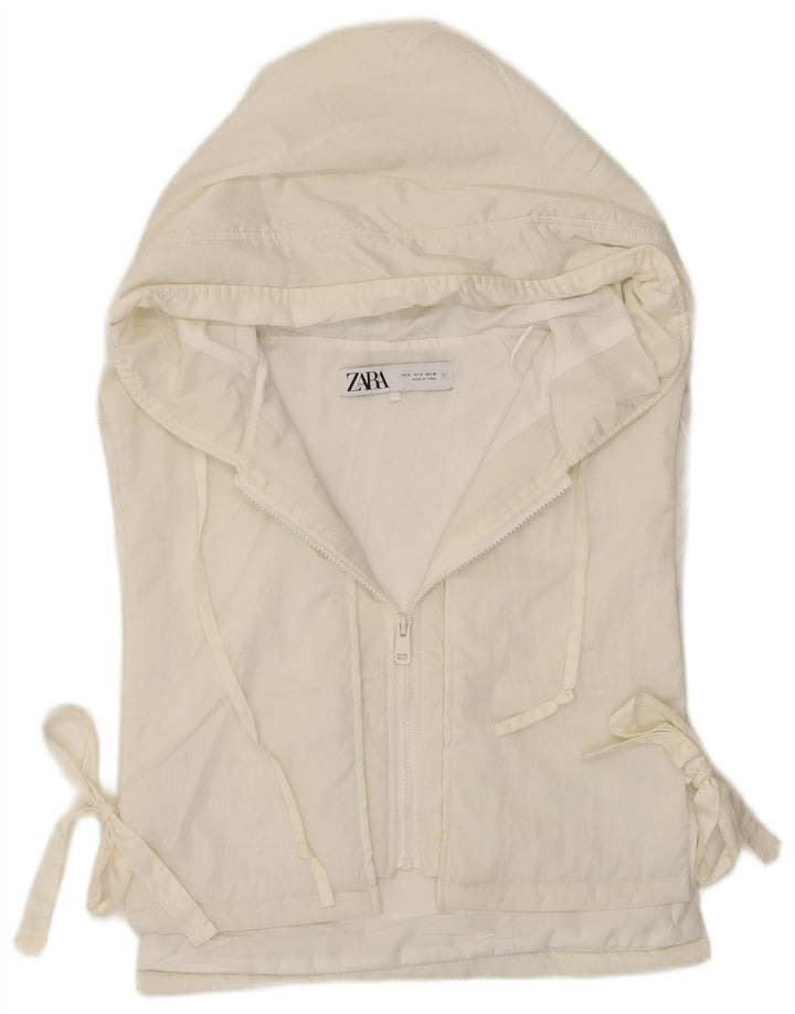 Zara Womens Crop Hooded Gilet UK 10 Small White