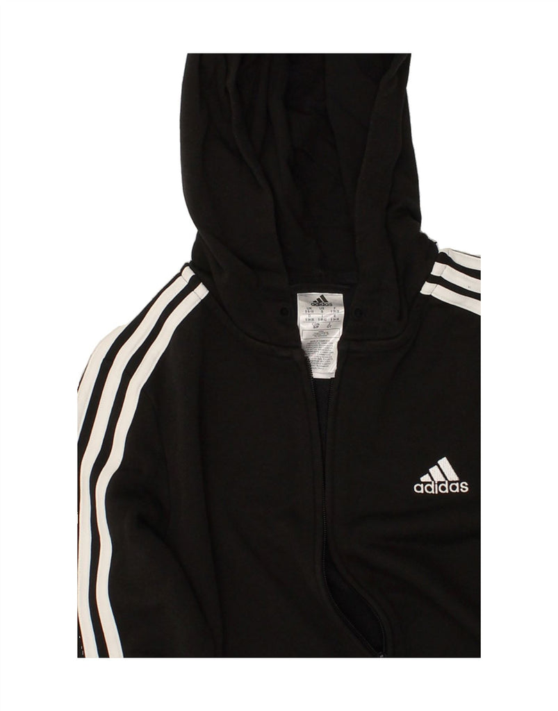 ADIDAS Womens Zip Hoodie Sweater UK 8/10 Small Black Cotton | Vintage Adidas | Thrift | Second-Hand Adidas | Used Clothing | Messina Hembry 