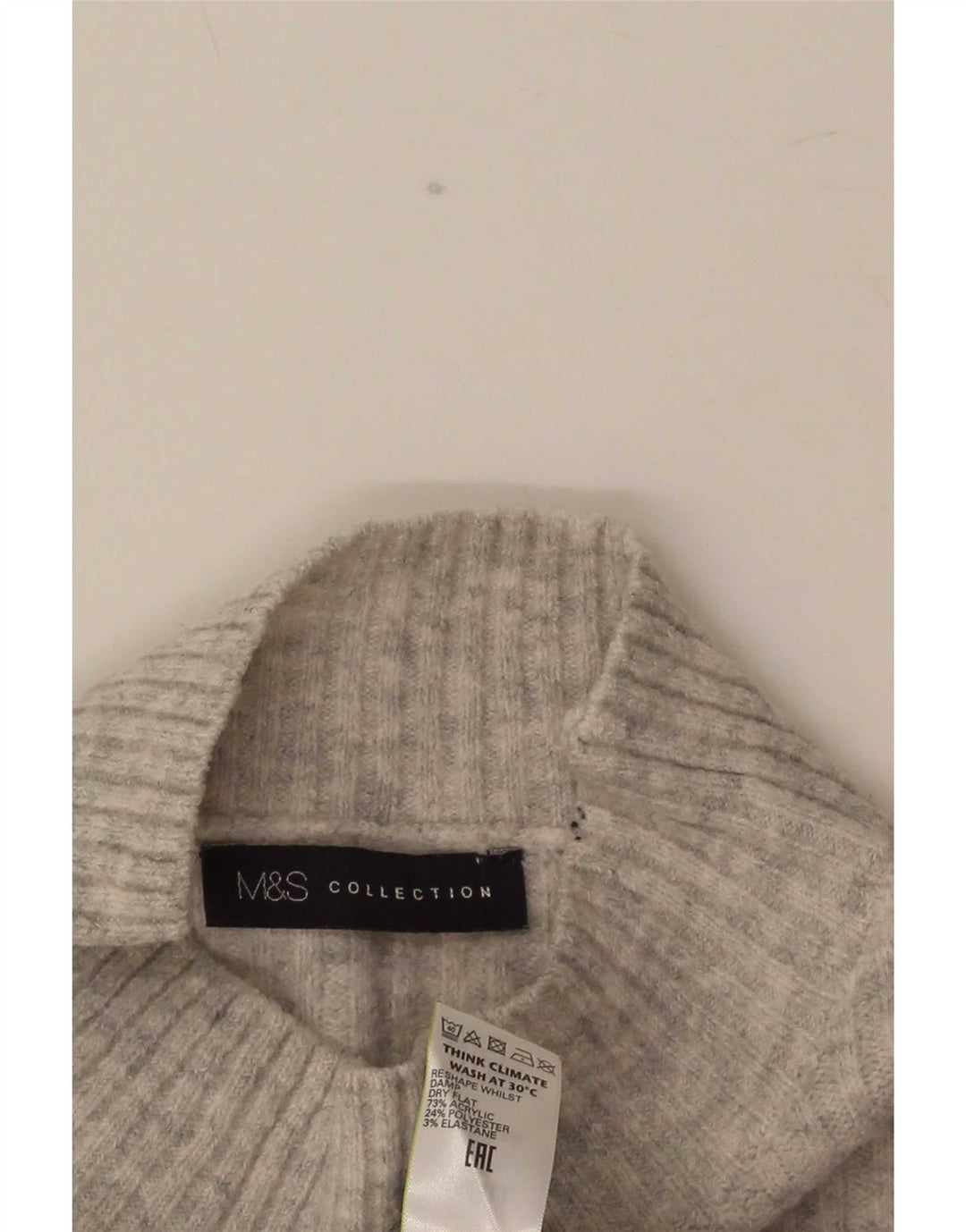 Marks & Spencer Womens Turtle Neck Jumper Sweater UK 10 Small Grey