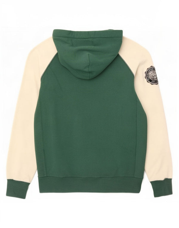 Puma Mens Graphic Hoodie Jumper Medium Green Colourblock Cotton