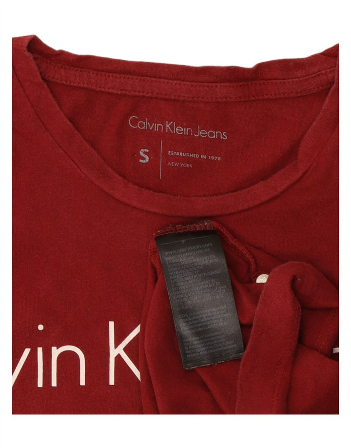 CALVIN KLEIN JEANS Mens Graphic T-Shirt Top Small Red Cotton