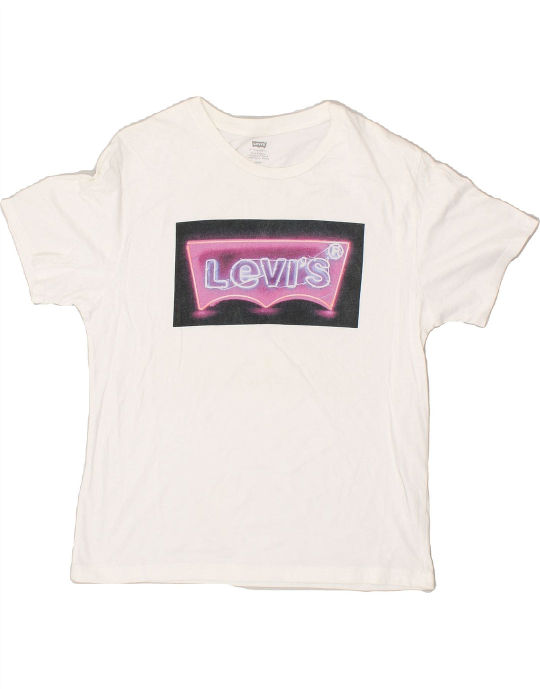 LEVI'S Womens Graphic T-Shirt Top UK 14 Large White | Vintage Levi's | Thrift | Second-Hand Levi's | Used Clothing | Messina Hembry 
