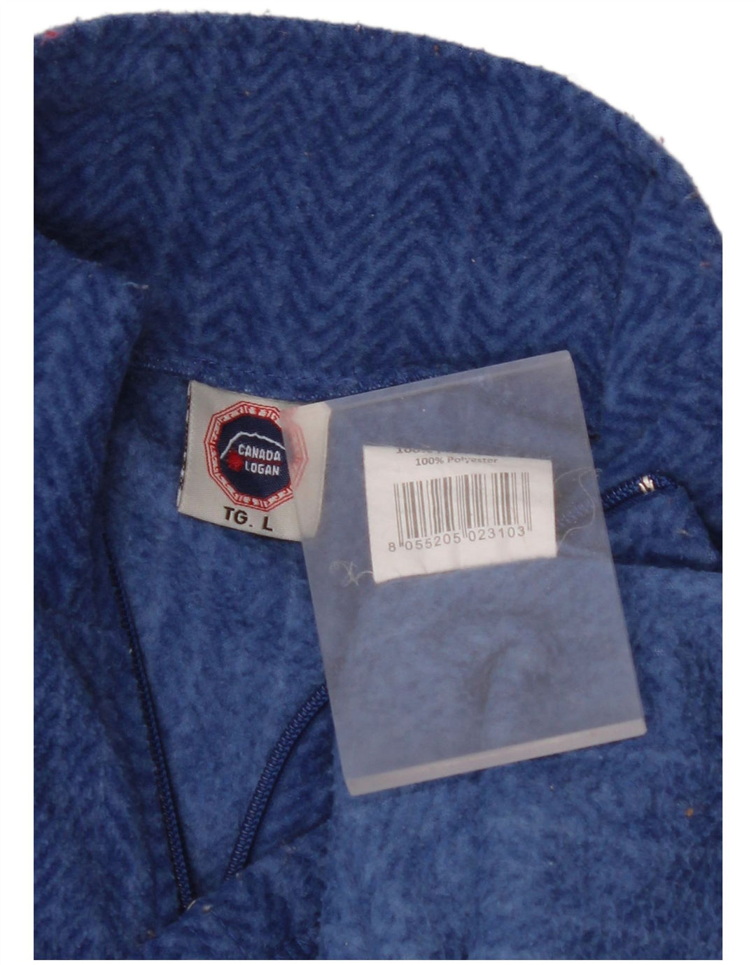 CANADA LOGAN Womens Fleece Jacket UK 16 Large Blue Herringbone Polyester