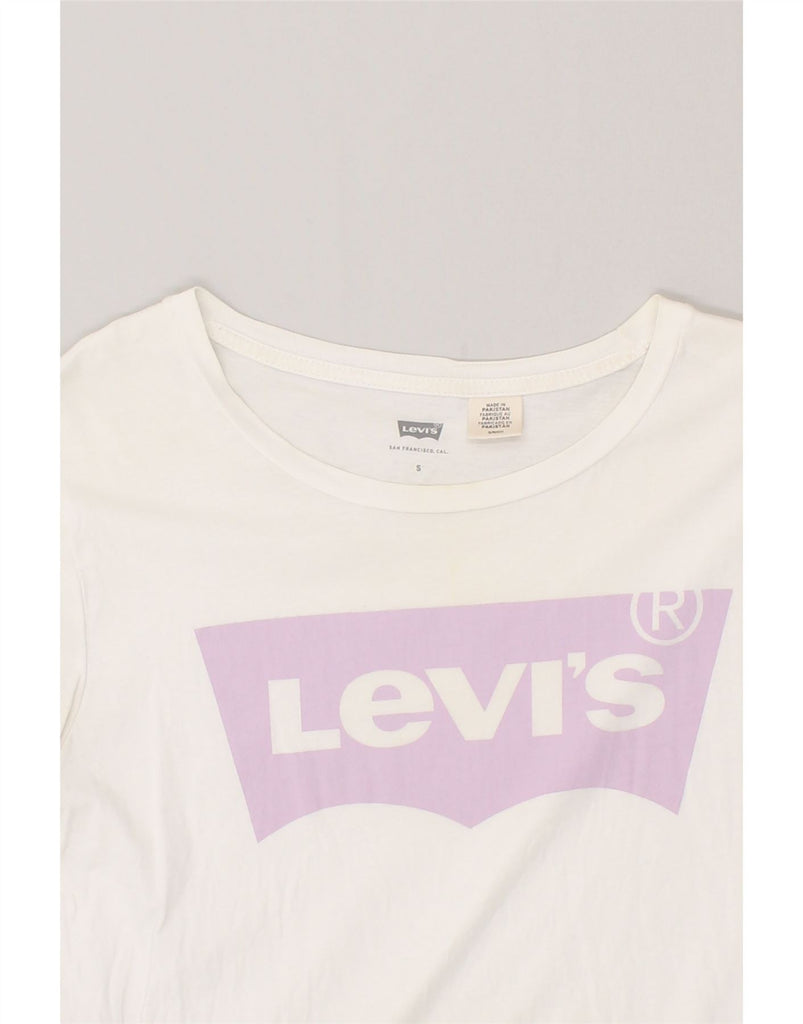 LEVI'S Womens Graphic T-Shirt Top UK 8 Small White | Vintage Levi's | Thrift | Second-Hand Levi's | Used Clothing | Messina Hembry 