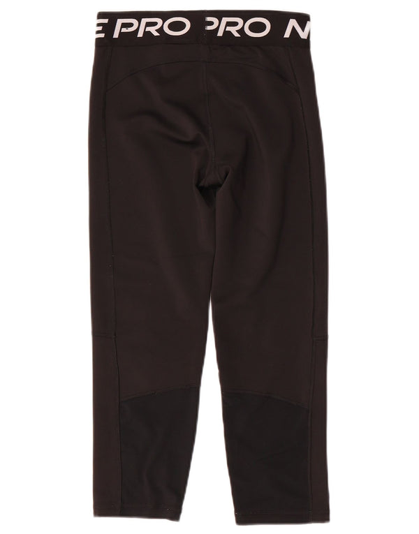 Nike Girls Dri Fit Graphic Leggings 13-14 Years XL Black Polyester