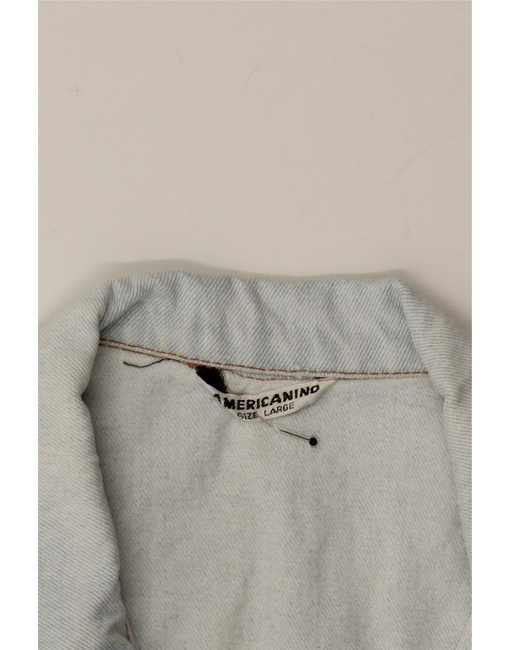 AMERICANINO Womens Crop Denim Jacket UK 16 Large Blue Cotton Vintage Americanino and Second-Hand Americanino from Messina Hembry 