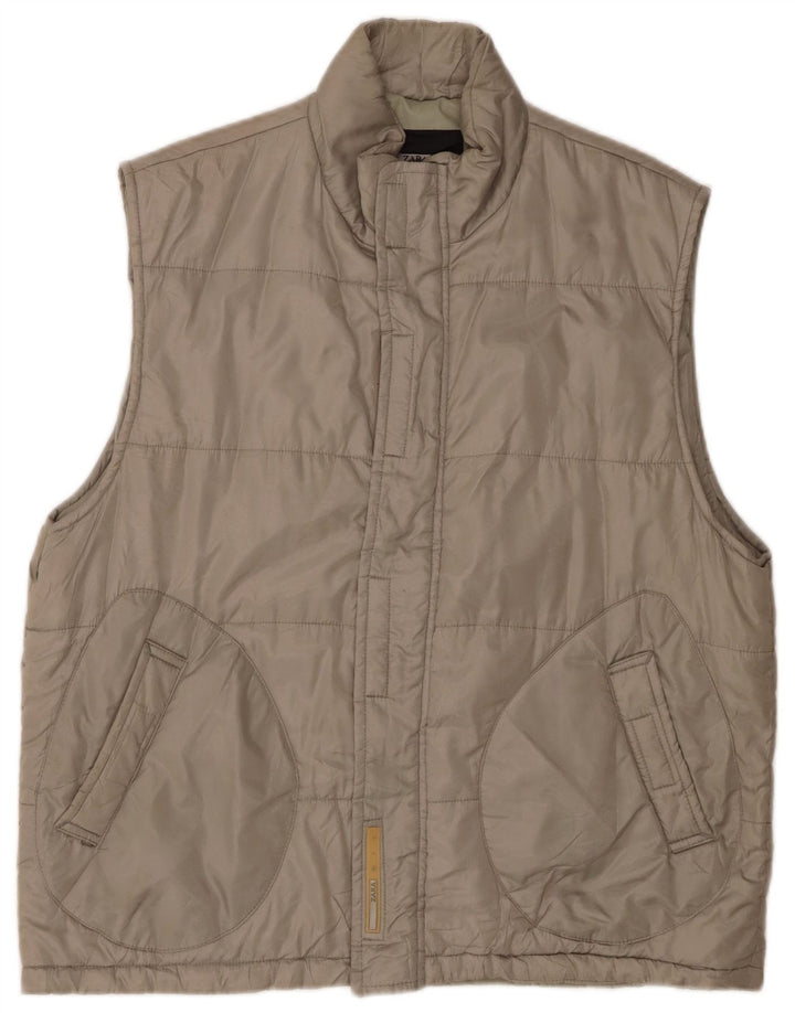 Zara Mens Padded Gilet UK 42 XL Khaki Polyester
