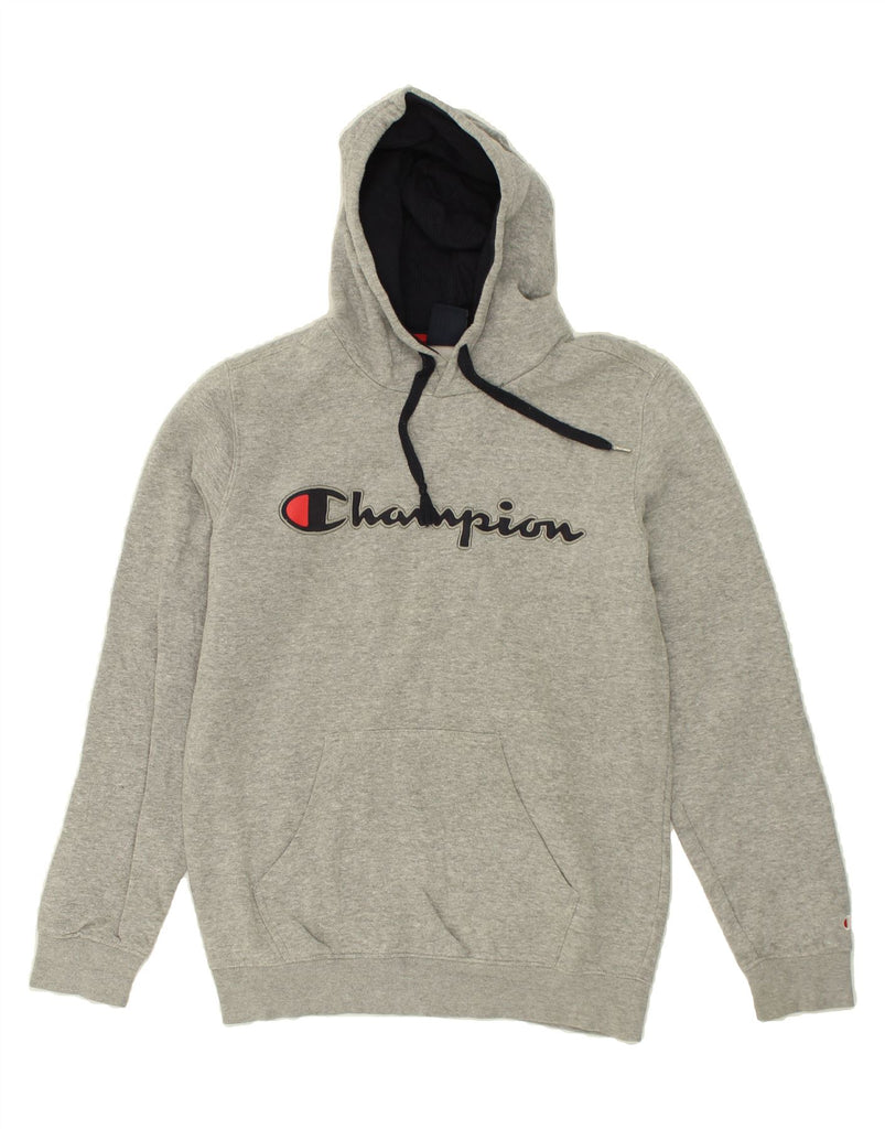 CHAMPION Mens Graphic Hoodie Jumper Small Grey Cotton | Vintage Champion | Thrift | Second-Hand Champion | Used Clothing | Messina Hembry 