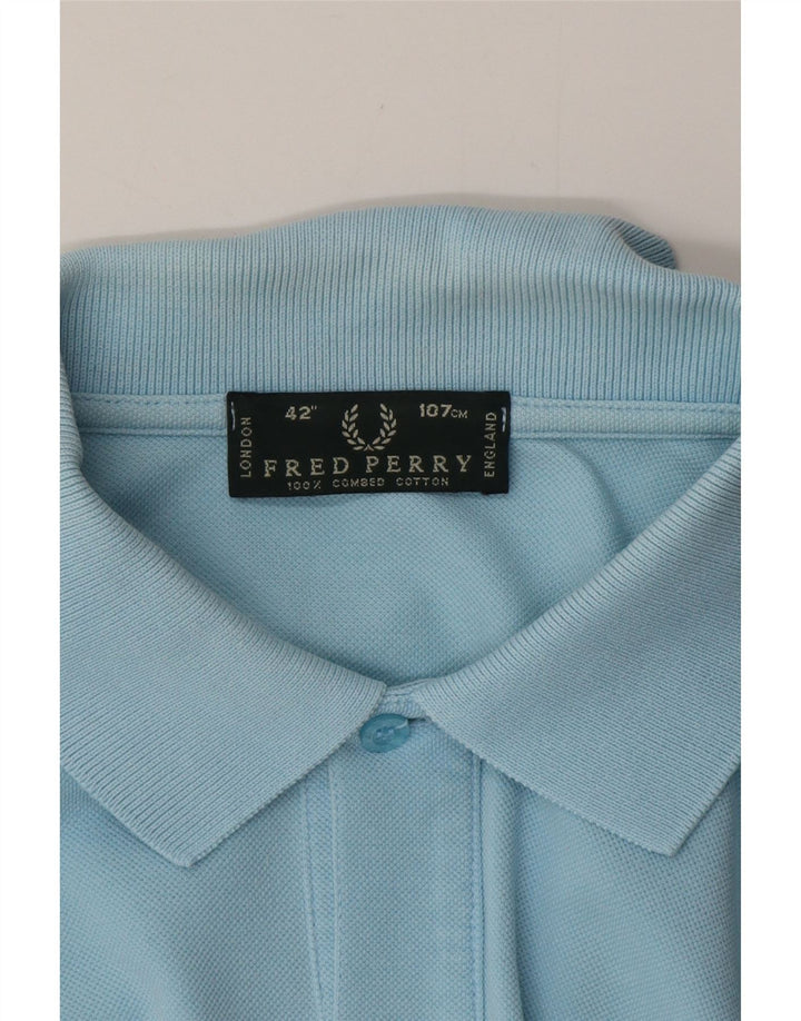 Fred Perry Mens Polo Shirt Medium Blue Cotton