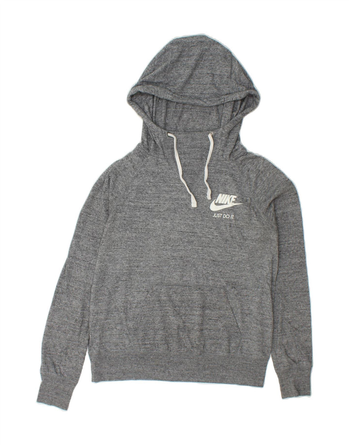 NIKE Womens Hoodie Jumper UK 14 Medium Grey Flecked Cotton Vintage Nike and Second-Hand Nike from Messina Hembry 