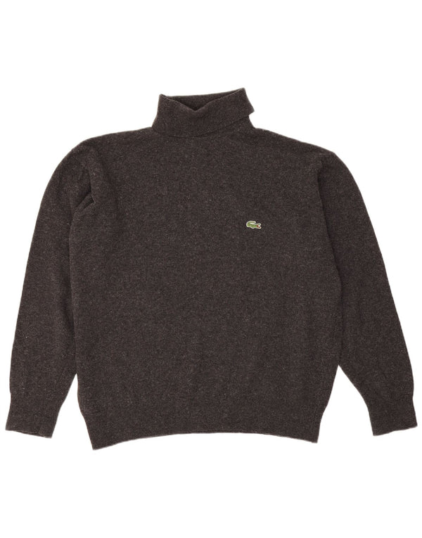 Lacoste Mens Roll Neck Jumper Sweater Size 6 XL Grey Lambswool