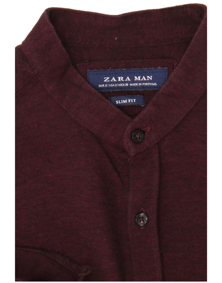Zara Mens Slim Fit Shirt Small Maroon