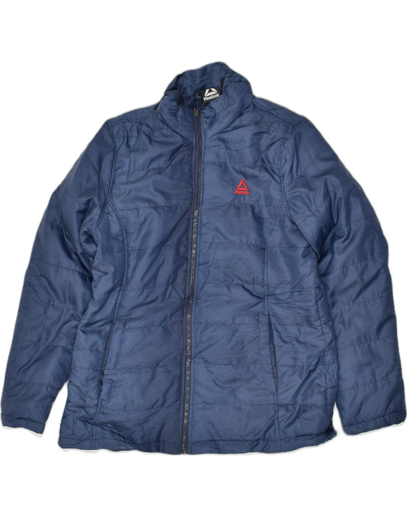 REEBOK Womens Padded Jacket UK 14 Large Navy Blue Polyester | Vintage Reebok | Thrift | Second-Hand Reebok | Used Clothing | Messina Hembry 