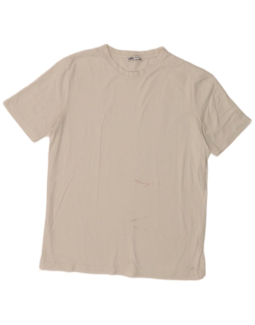 Zara Mens T-Shirt Top Medium White Cotton
