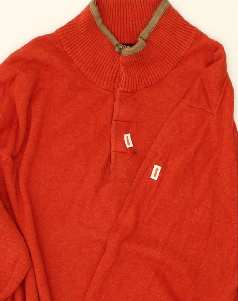 MASSIMO DUTTI Mens Button Neck Jumper Sweater 2XL Red Cotton | Vintage Massimo Dutti | Thrift | Second-Hand Massimo Dutti | Used Clothing | Messina Hembry 