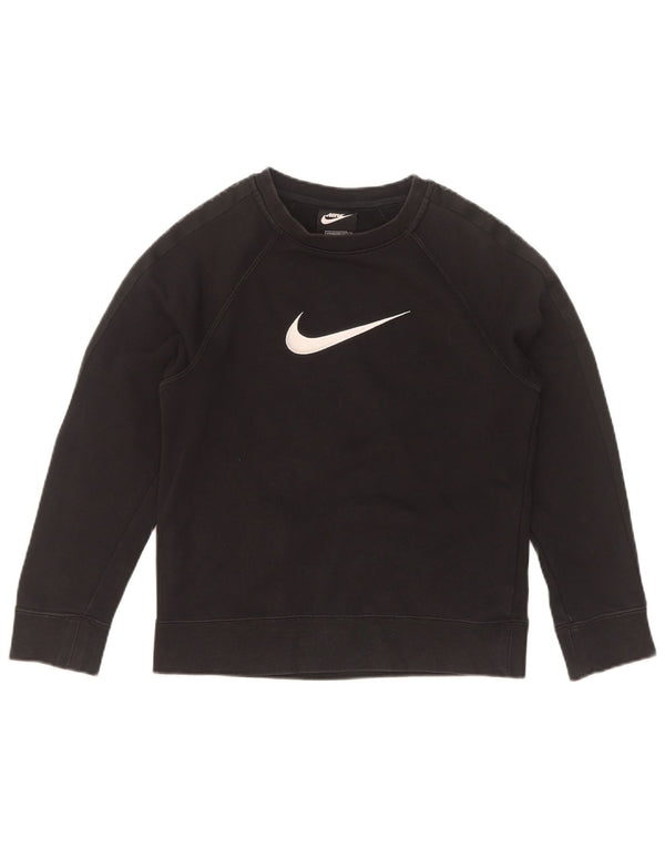 Nike Boys Swoosh Graphic Sweatshirt Jumper 10-11 Years Medium Black
