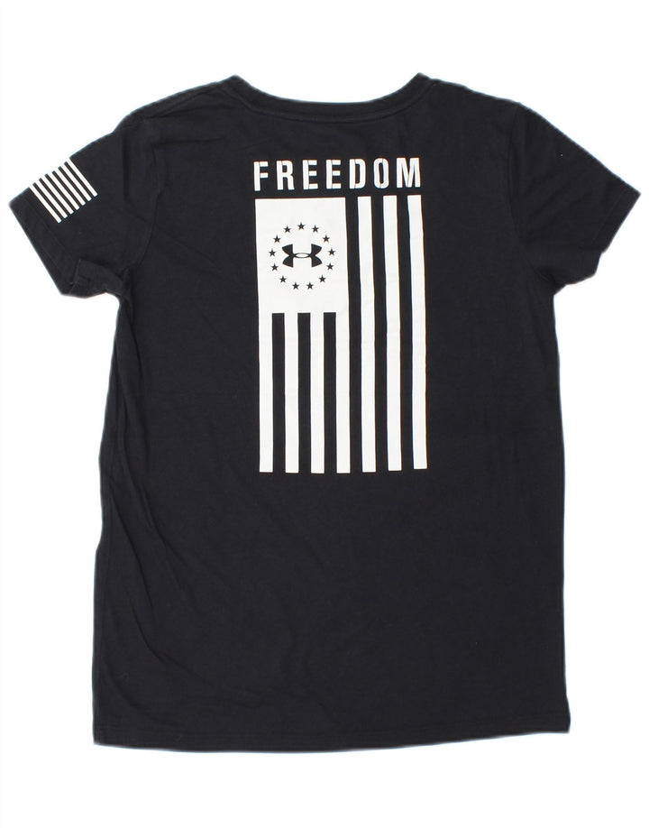 UNDER ARMOUR Womens Graphic T-Shirt Top UK 6 XS Black Striped