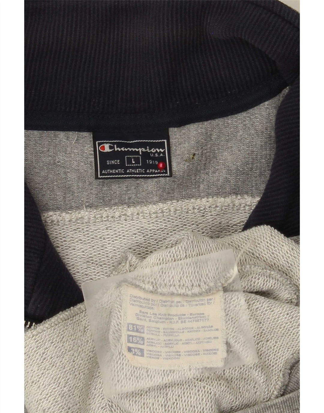 Champion Mens Tracksuit Top Jacket Large Grey Colourblock Cotton
