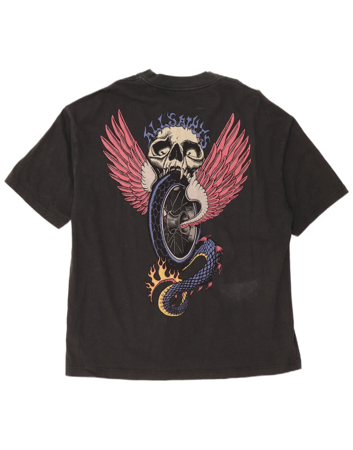 ALL SAINTS Mens Oversized Graphic T-Shirt Top Medium Black Cotton