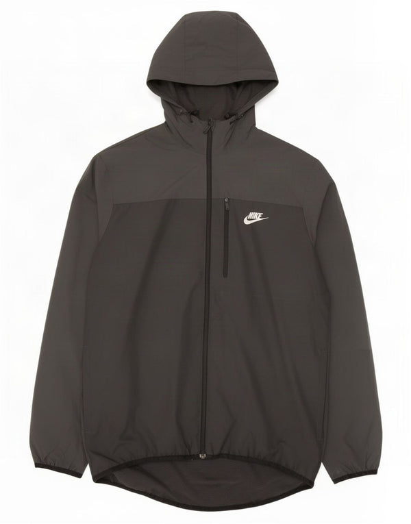 Nike Mens Hooded Rain Jacket UK 38 Medium Black Polyester