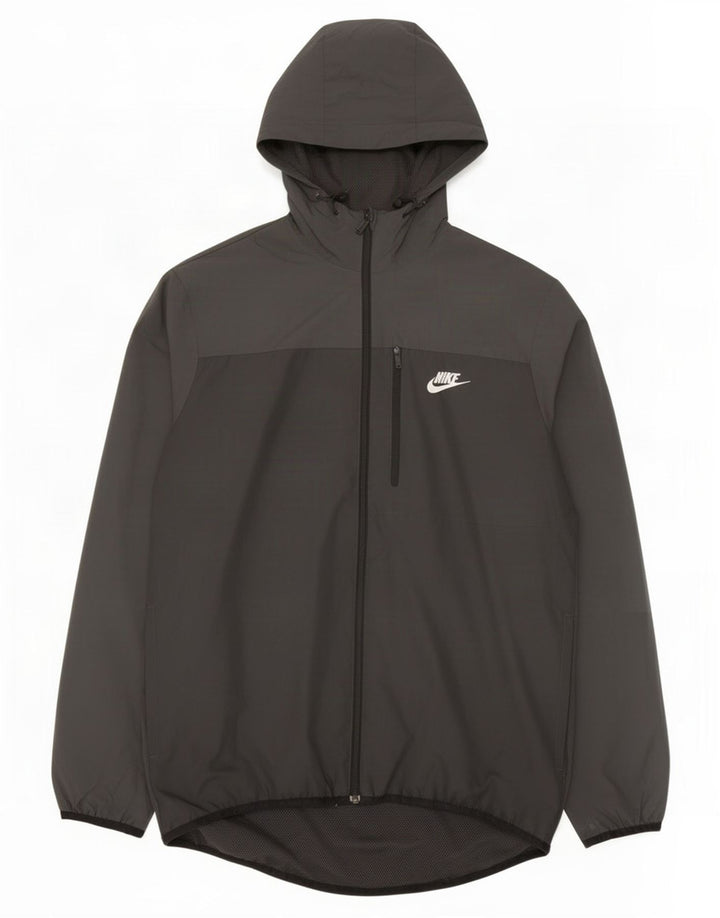 Nike Mens Hooded Rain Jacket UK 38 Medium Black Polyester