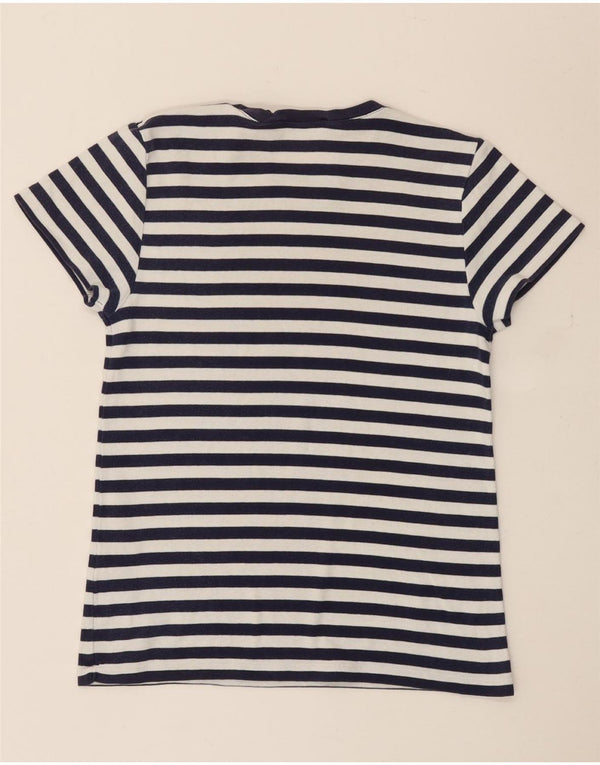 Ralph Lauren Womens T-Shirt Top UK 14 Large White Striped Cotton Nautical