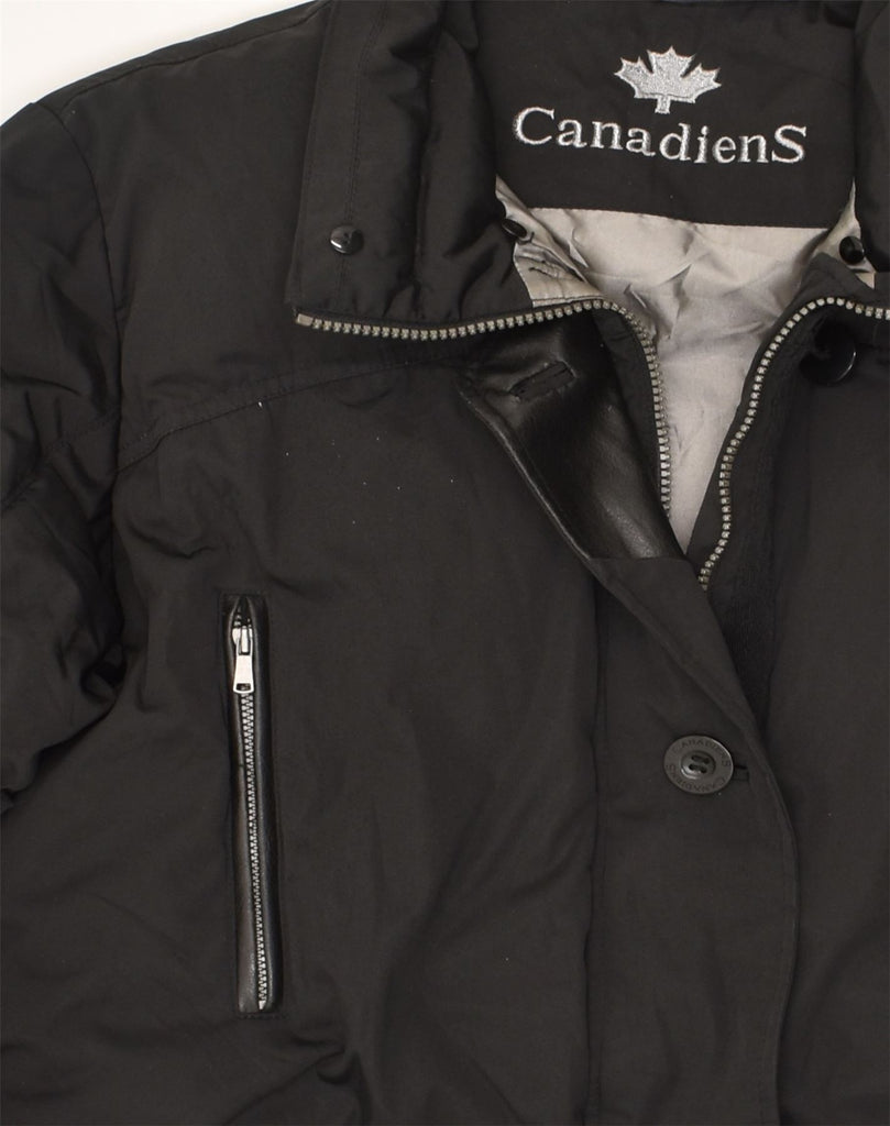 CANADIENS Womens Padded Coat UK 16 Large Black Polyester | Vintage Canadiens | Thrift | Second-Hand Canadiens | Used Clothing | Messina Hembry 