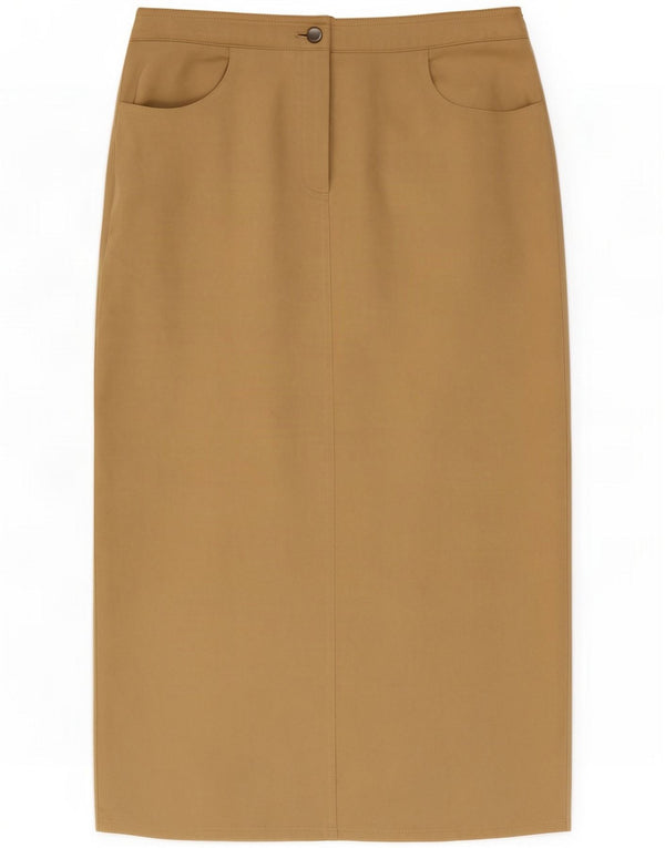 Vintage Womens Midi Skirt UK 14 Large W32 Beige Polyester