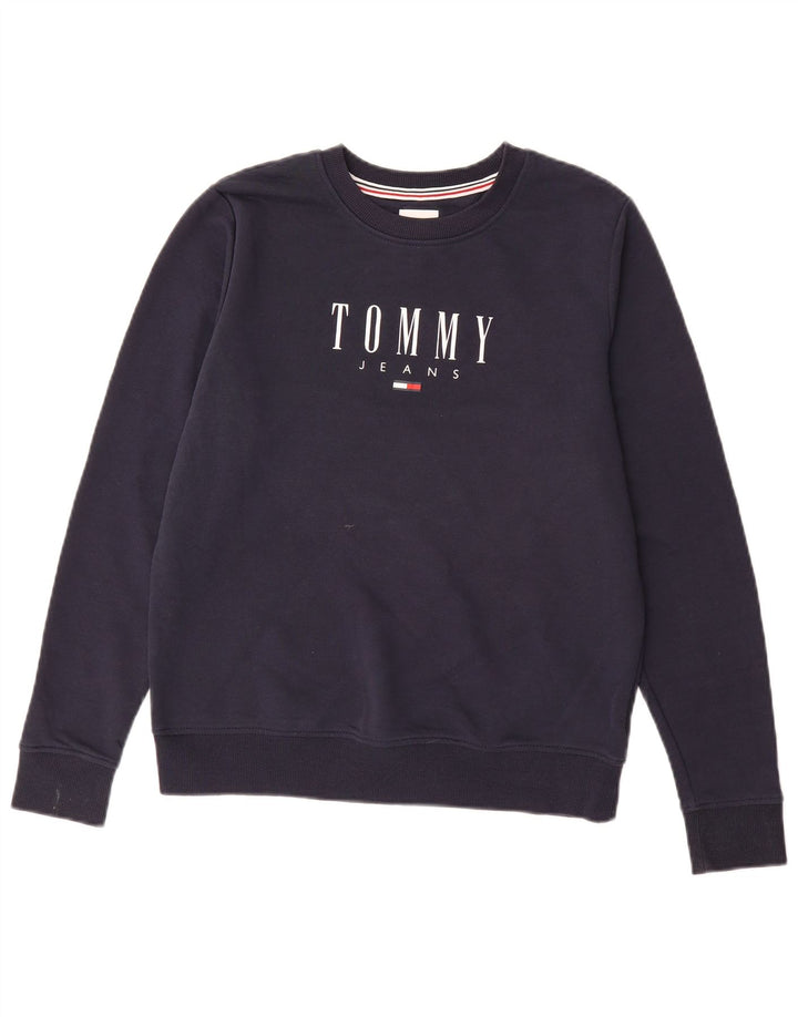 TOMMY HILFIGER Womens Graphic Sweatshirt Jumper UK 10 Small Navy Blue
