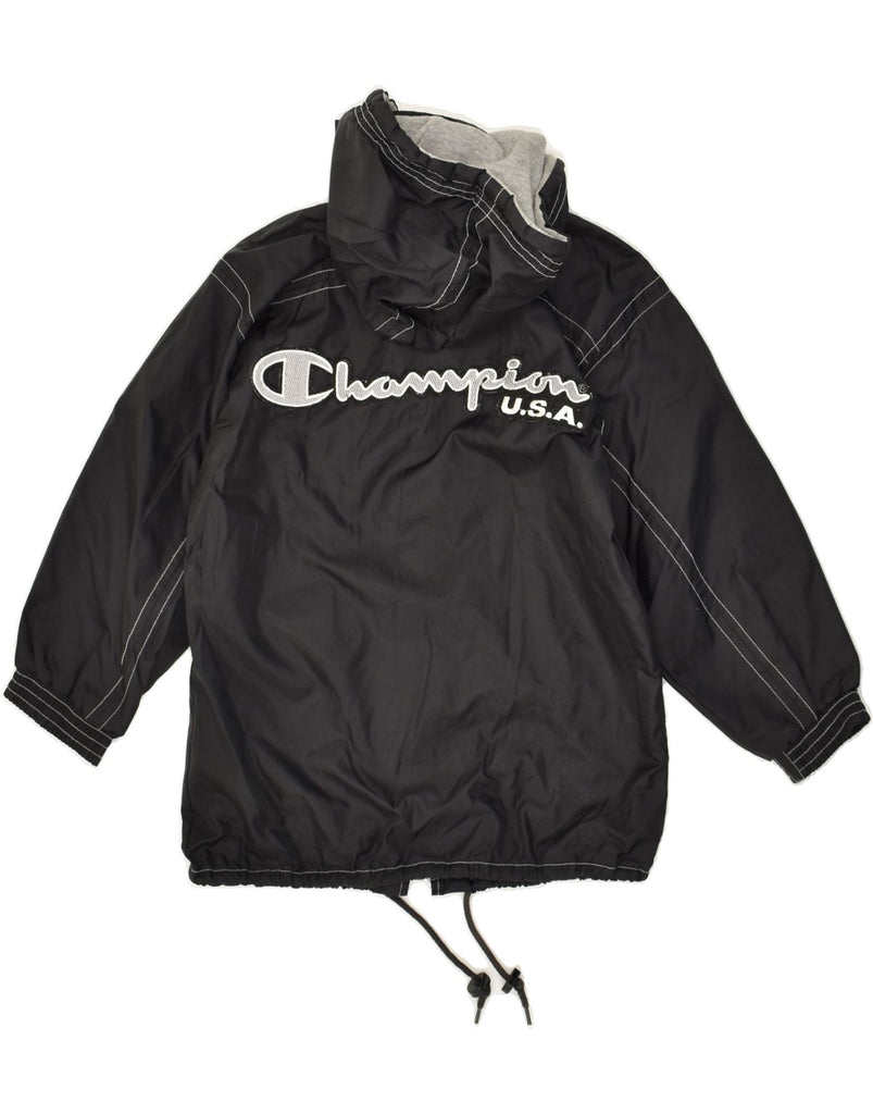 CHAMPION Boys Hooded Windbreaker Jacket 9-10 Years Black Polyamide | Vintage Champion | Thrift | Second-Hand Champion | Used Clothing | Messina Hembry 