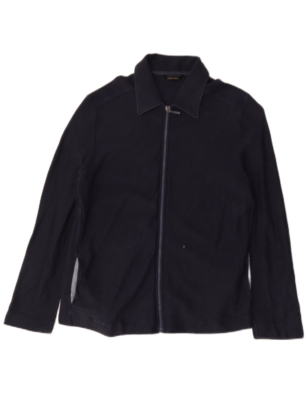 Marks & Spencer Womens Bomber Jacket UK 16 Large Navy Blue Cotton