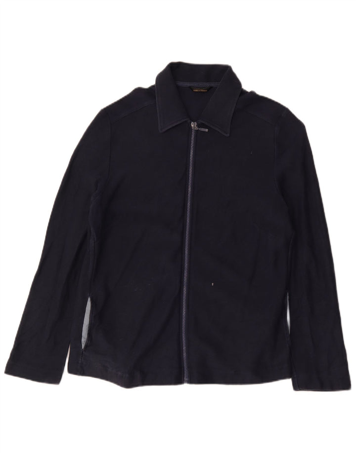 Marks & Spencer Womens Bomber Jacket UK 16 Large Navy Blue Cotton