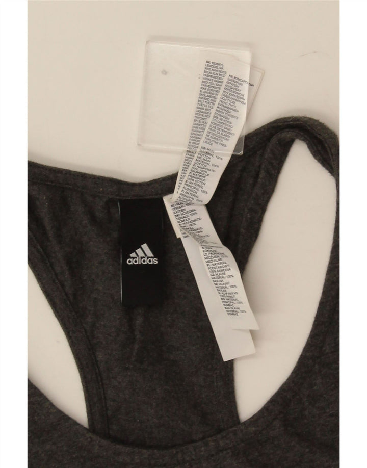 Adidas Womens Graphic Vest Top UK 12/14 Medium Grey Cotton