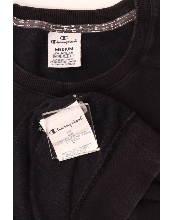 CHAMPION Womens Graphic Sweatshirt Jumper UK 14 Medium Black Cotton