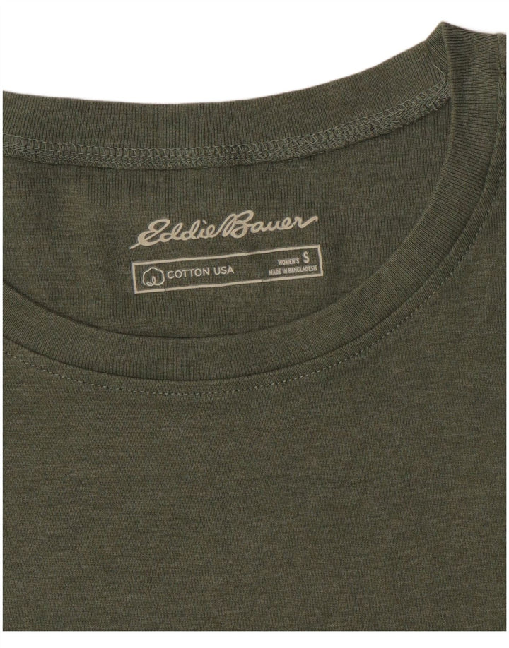 EDDIE BAUER Womens T-Shirt Top UK 10 Small Khaki Cotton