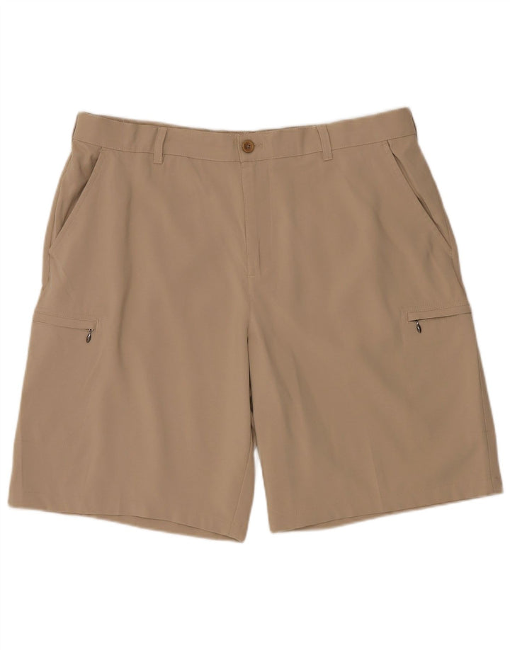 IZOD Mens Cargo Shorts W38 XL Beige Polyester