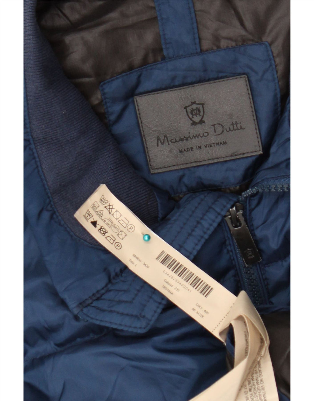Massimo Dutti Mens Padded Jacket UK 40 Large Navy Blue Polyester
