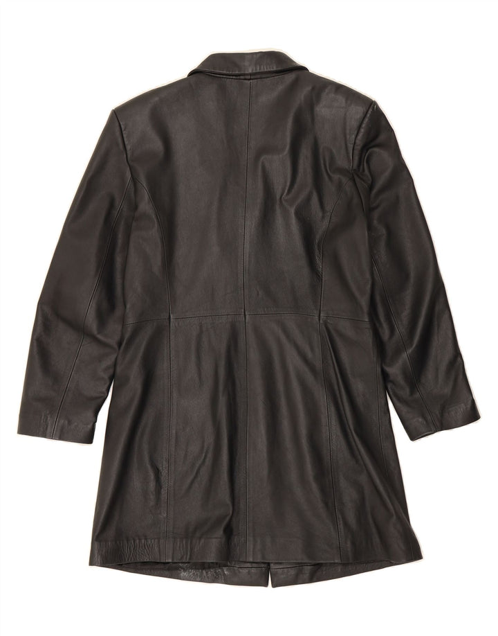 VINTAGE Womens Leather Coat UK 14 Large Black Leather Vintage Vintage and Second-Hand Vintage from Messina Hembry 