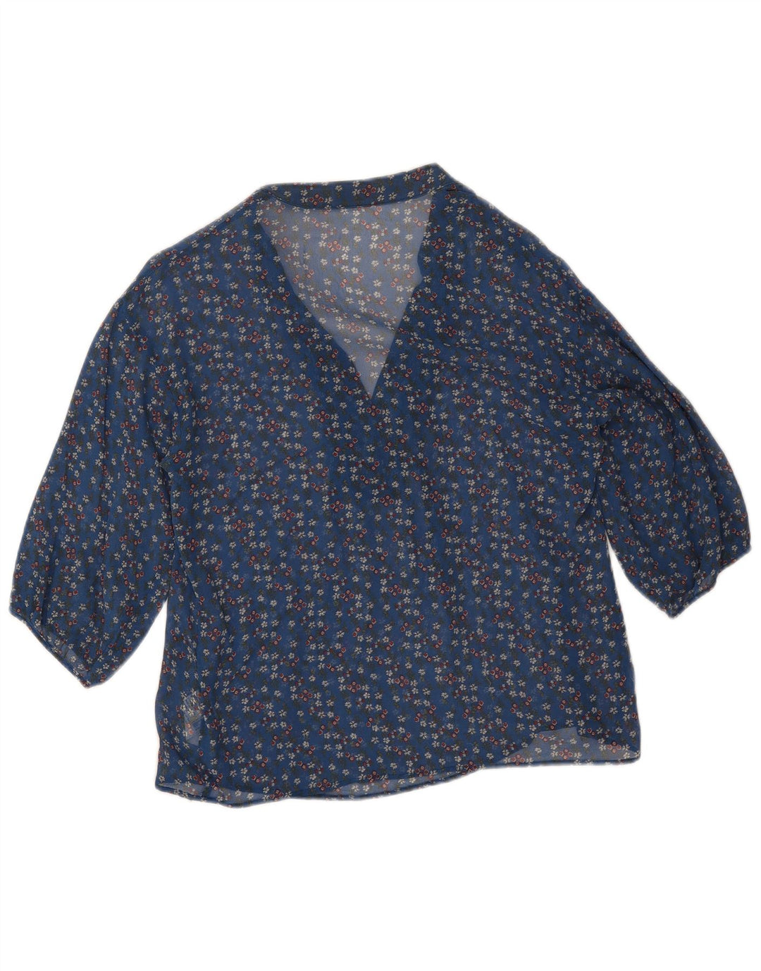 Pinko Womens See Through 3/4 Sleeve Blouse Top UK 12 Medium Blue Floral